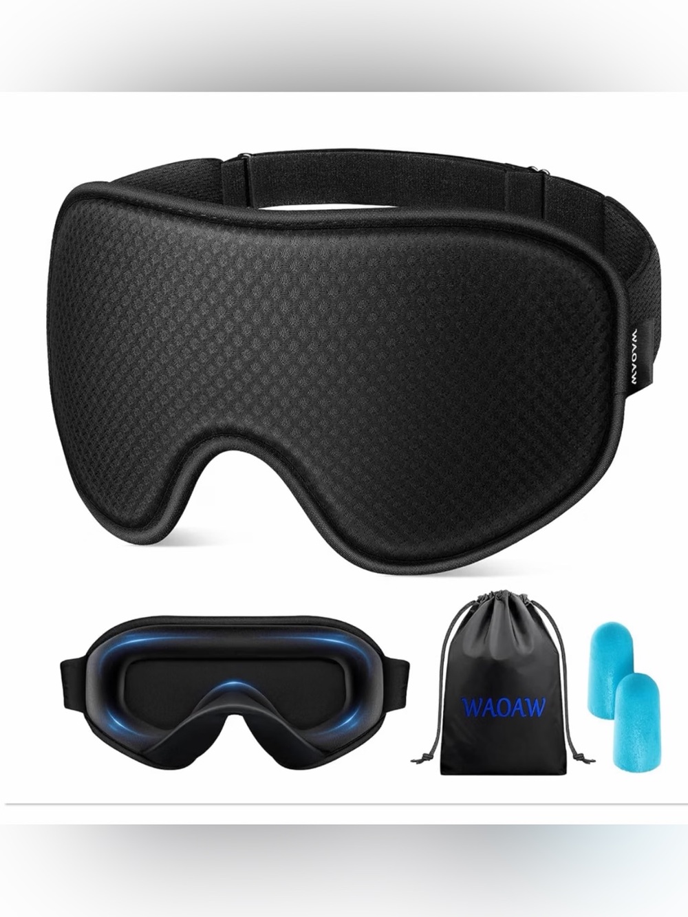 Black Memory Foam Contoured Sleep Mask